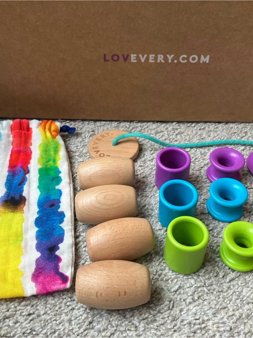 Lovevery Threadable Bead Toy With Bag - Complete! - Adventure Playkit